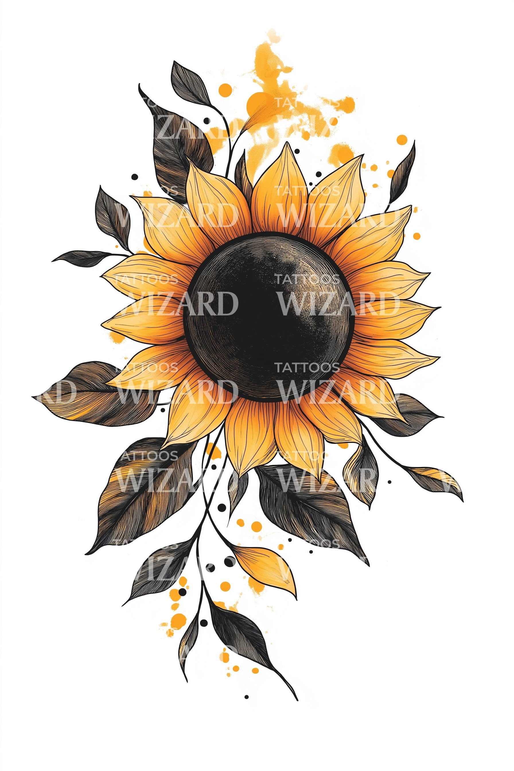 tatuagem girassol aquarela