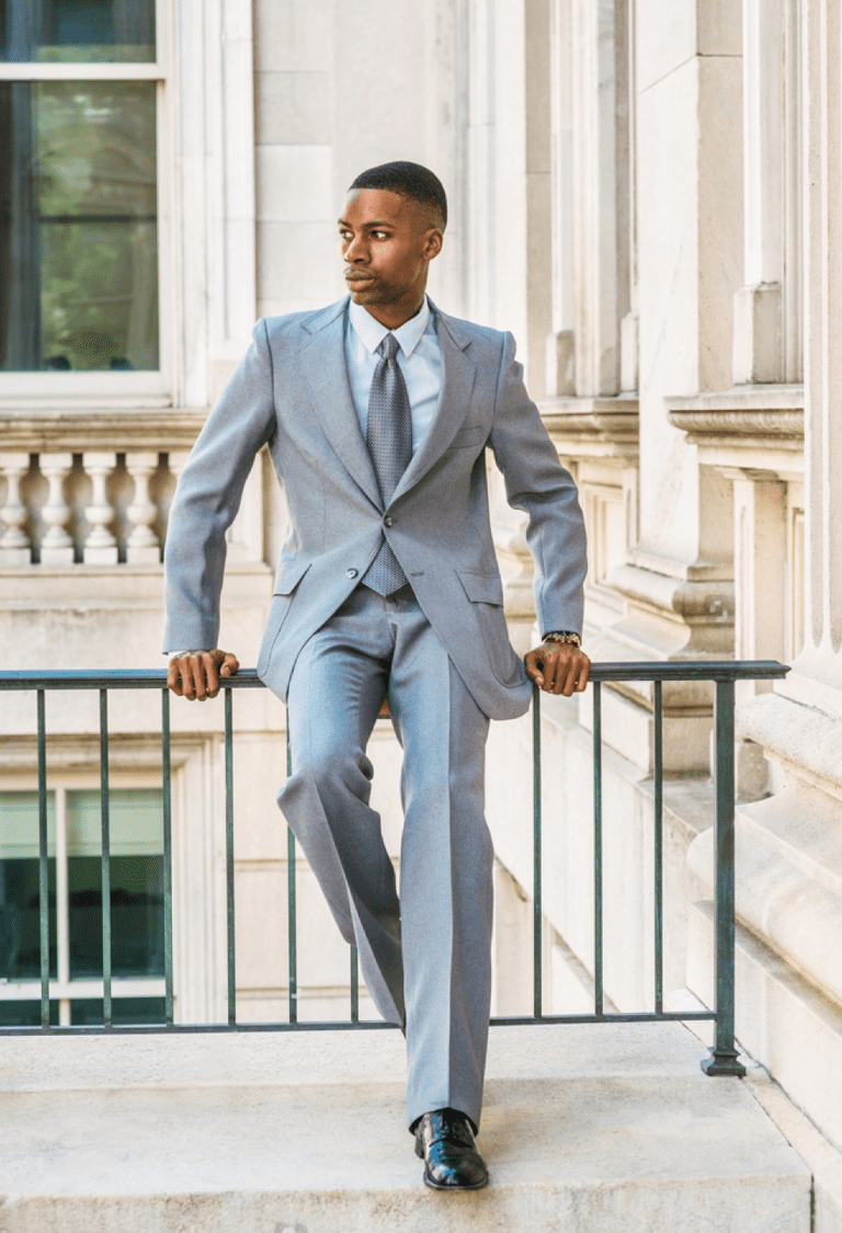 terno cinza claro slim fit