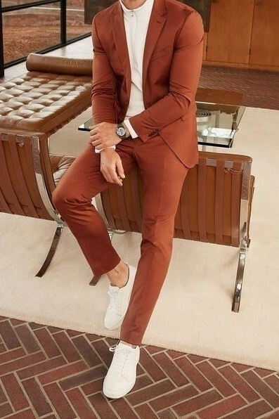Terno masculino slim fit terracota
