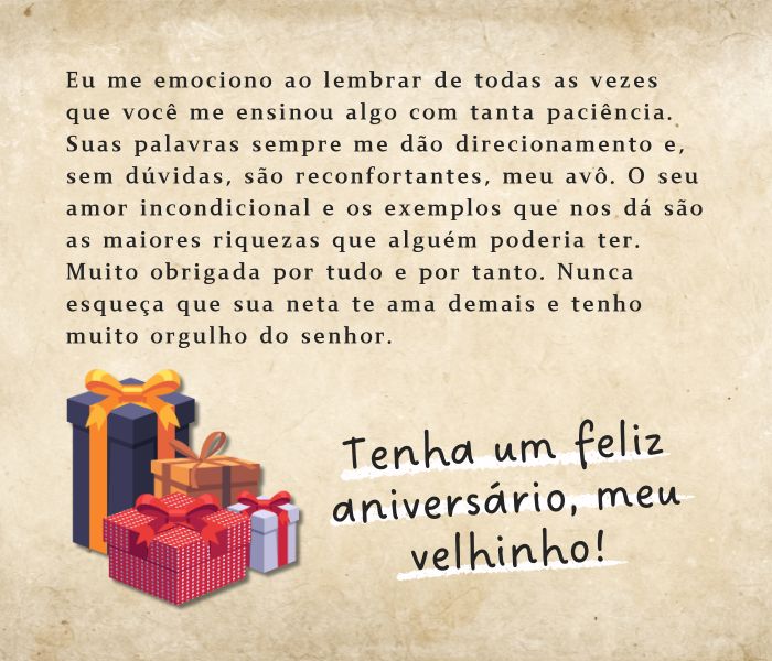mensagem de aniversário para avô que emociona