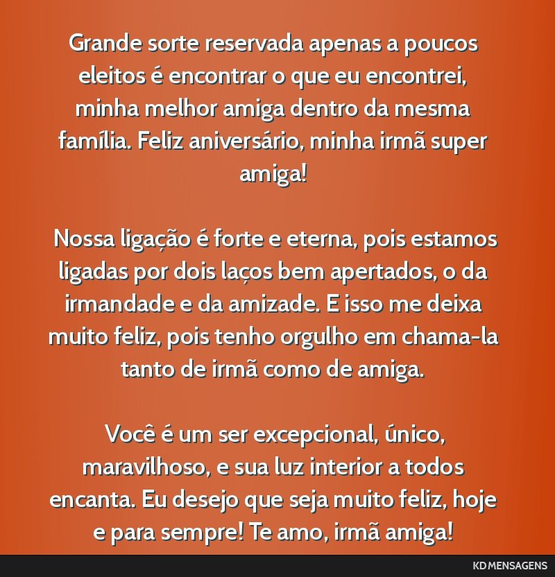 declaração de amor para melhor amiga no aniversário