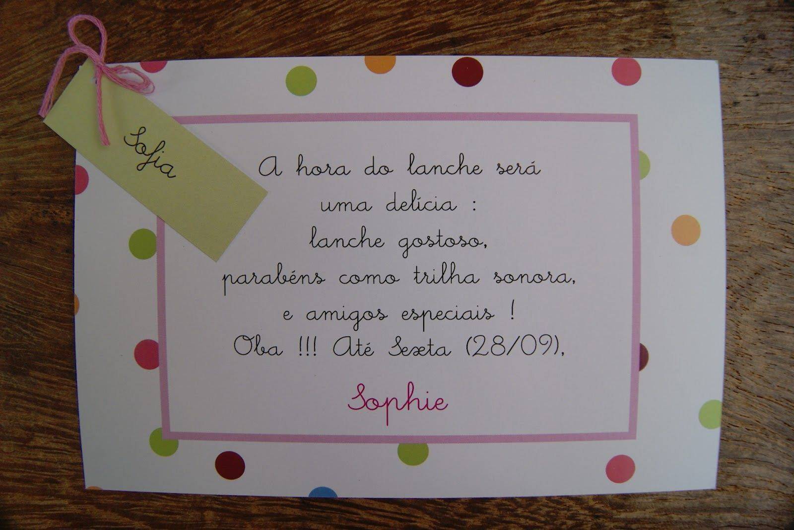convite aniversário para colegas de classe