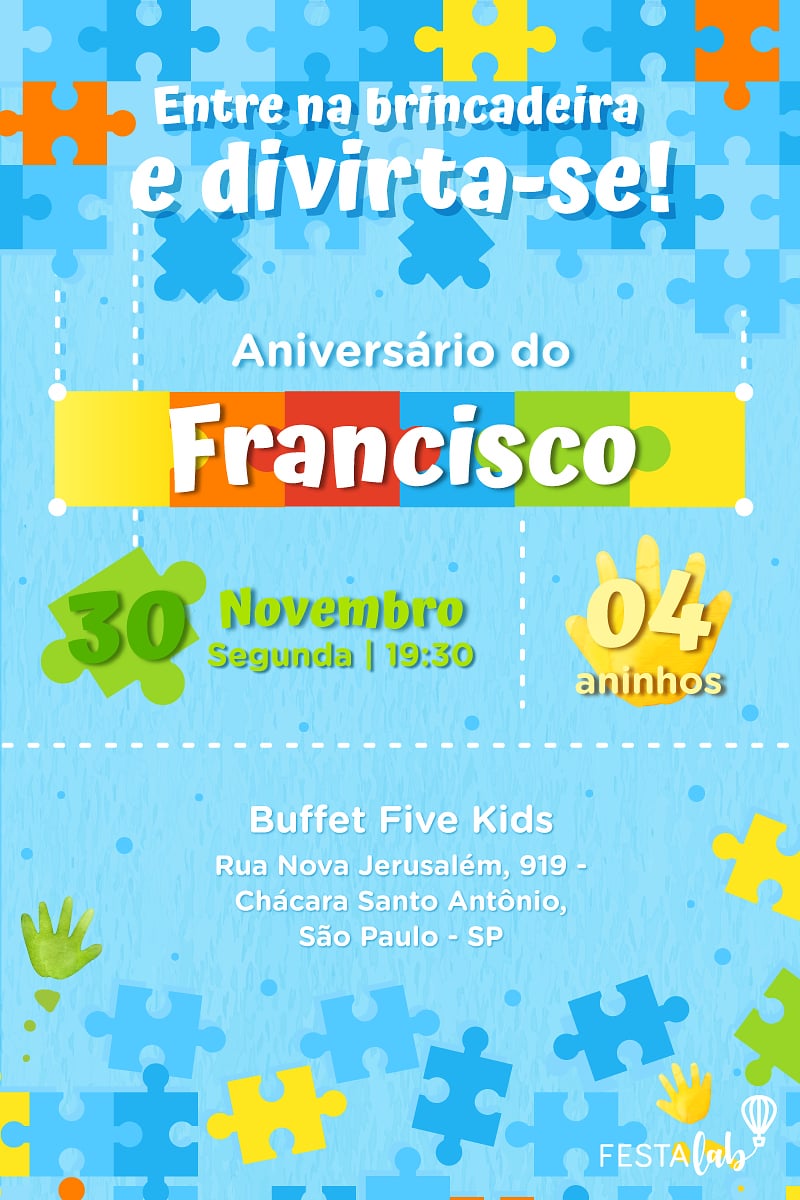 convite de aniversário para festa após horário escolar