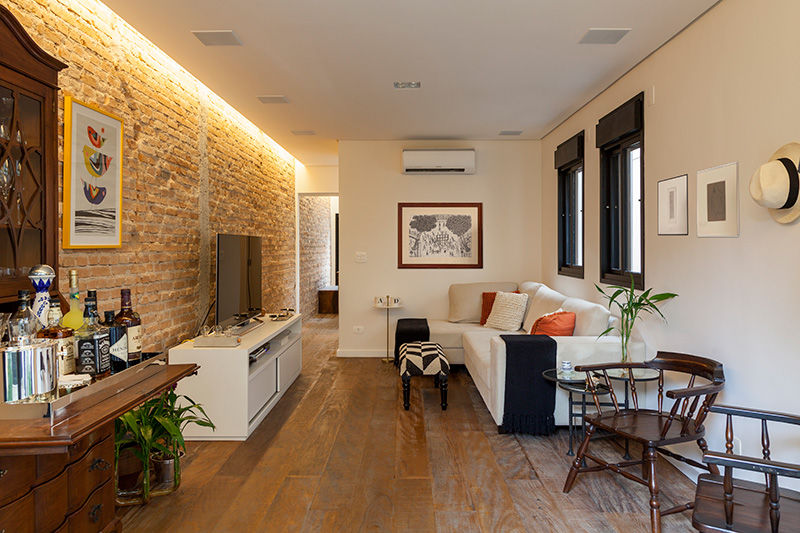 ideias de decoração com tijolinho aparente na sala