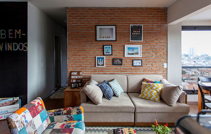 tijolinho natural ou revestimento cerâmico para sala