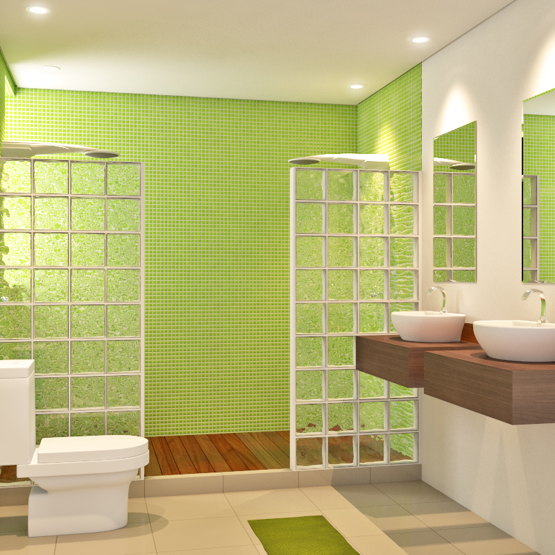 tijolo de vidro banheiro