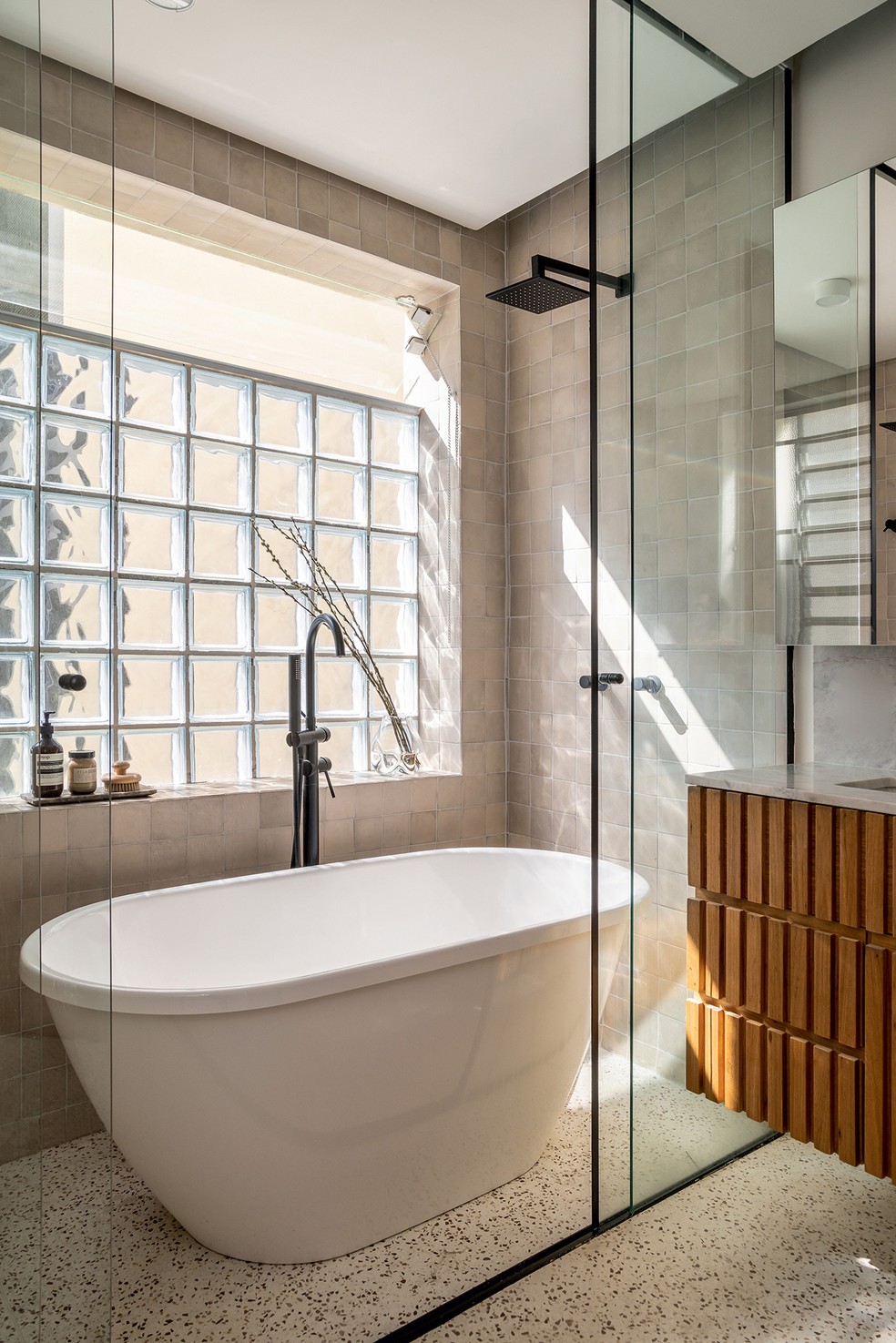 tijolo de vidro banheiro