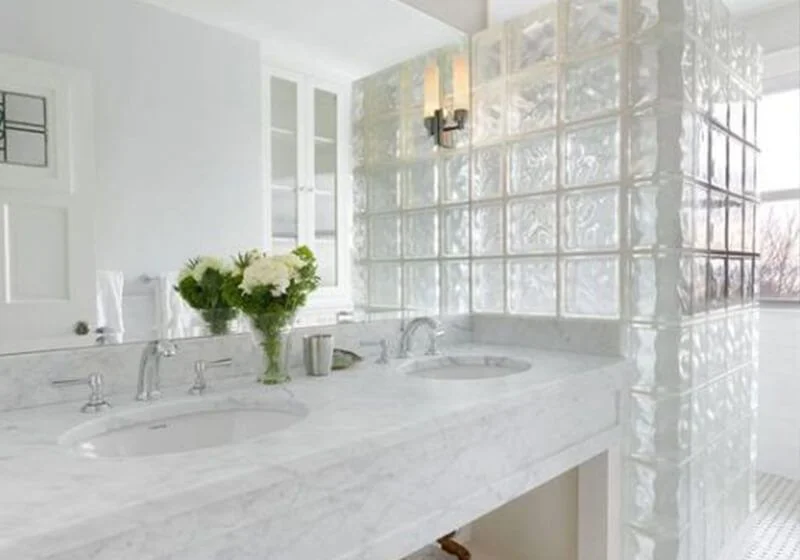 tijolo de vidro banheiro