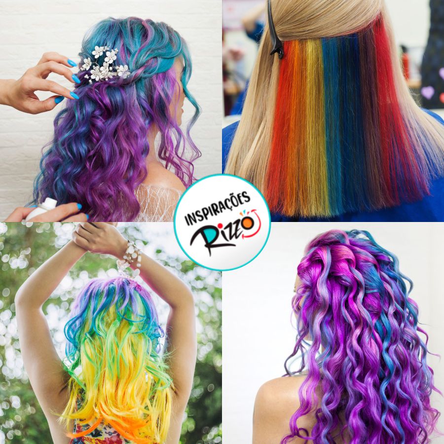 Ideias criativas de penteados e looks com cabelo colorido para festas e eventos