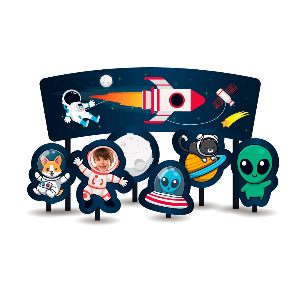 topo de bolo astronauta editável