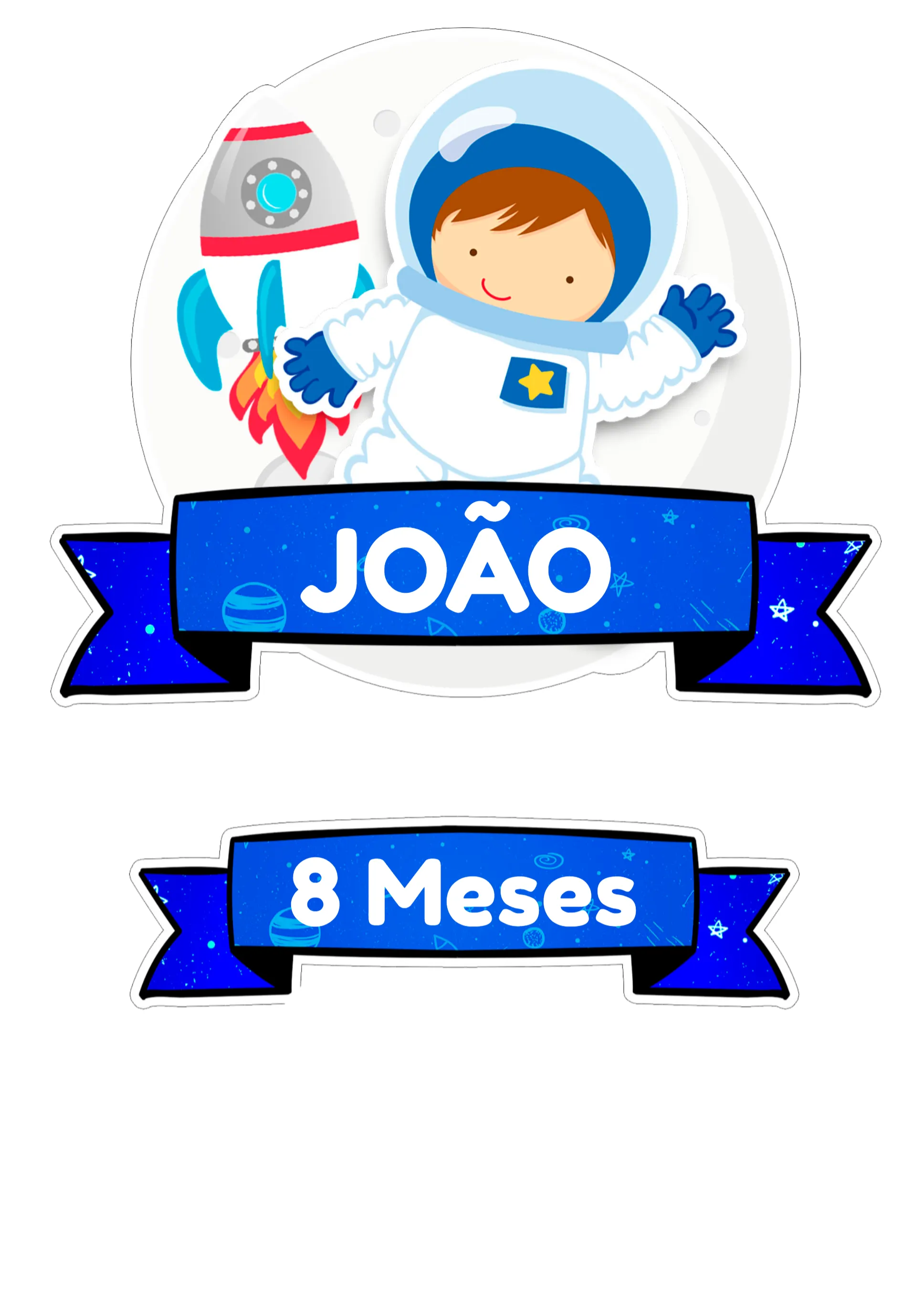 topo de bolo astronauta com nome