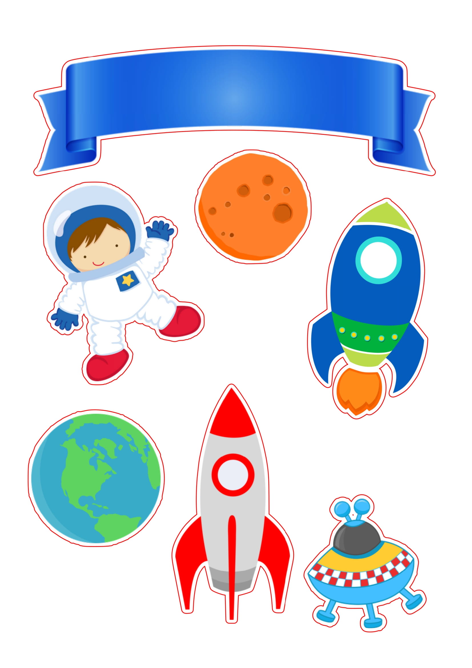 topo de bolo astronauta menina