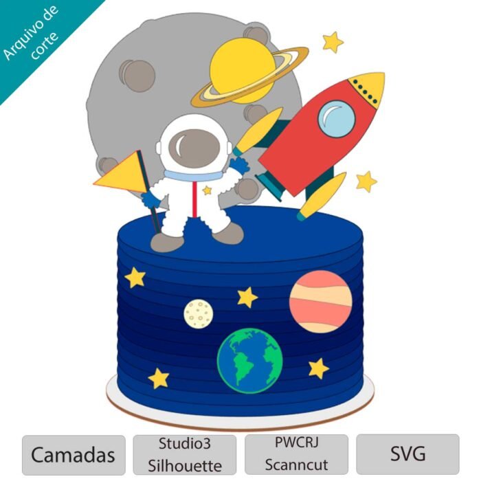 topo de bolo astronauta simples