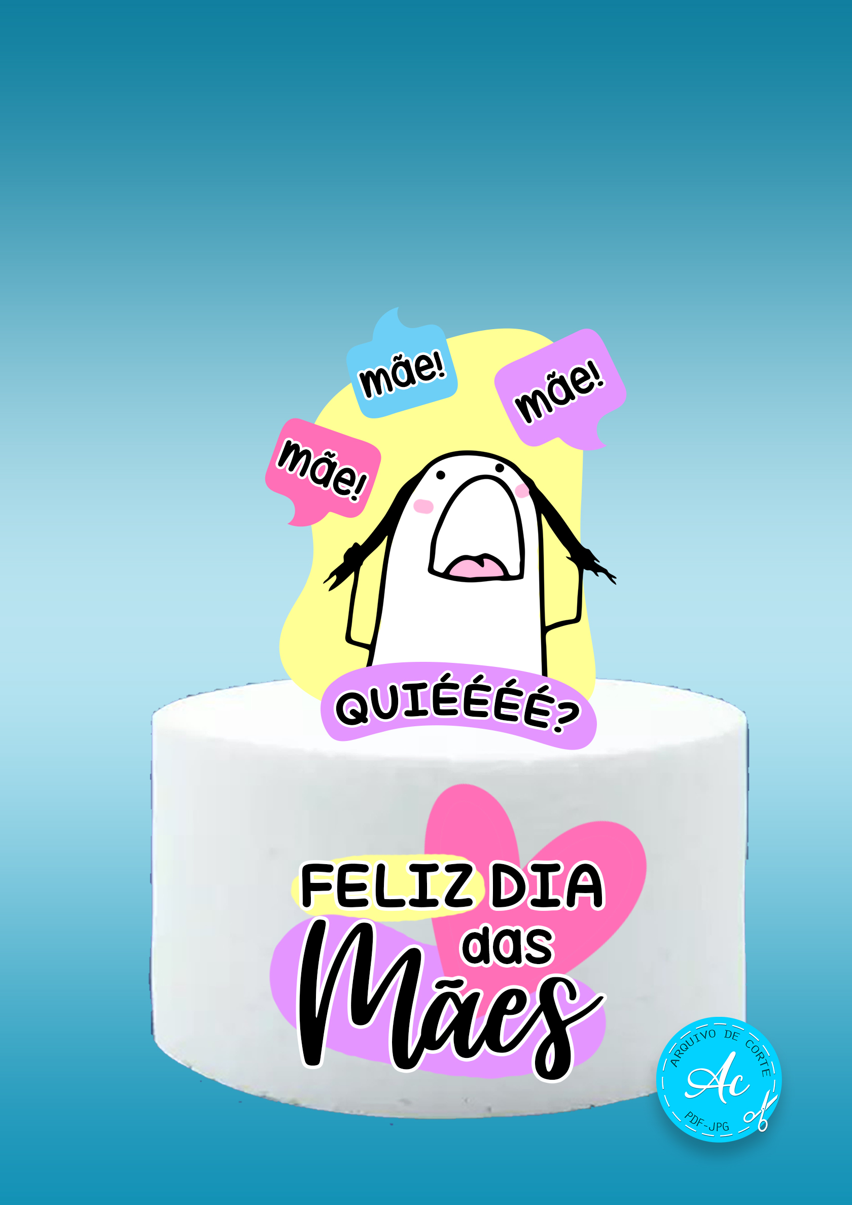 topo de bolo dia das mães simples