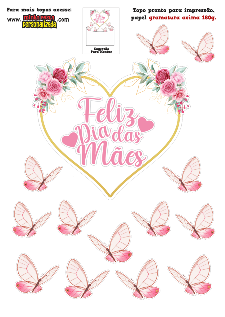 topo de bolo dia das mães para imprimir grátis