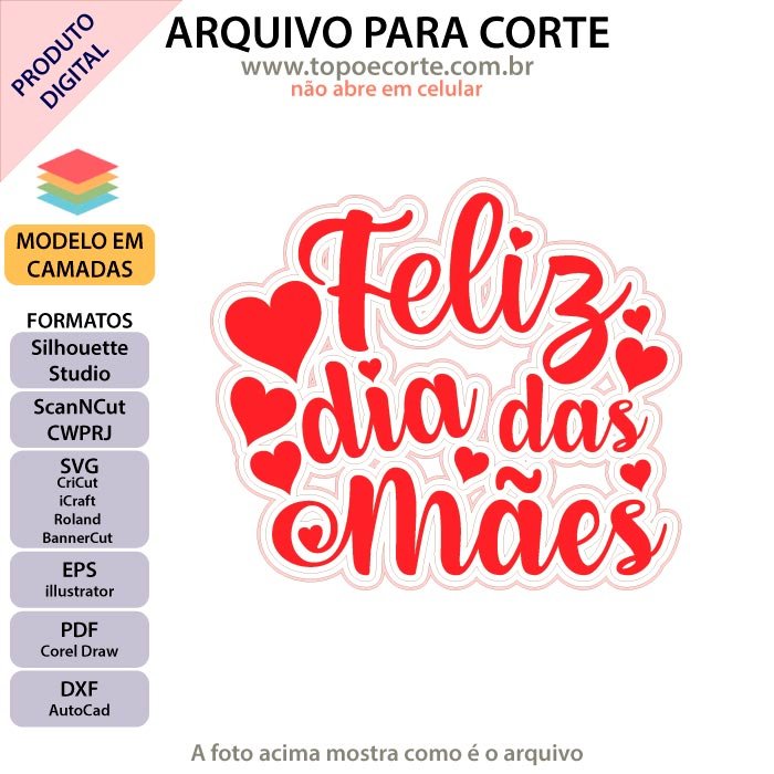 topo de bolo dia das mães editável