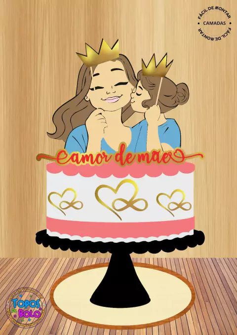 topo de bolo dia das mães simples