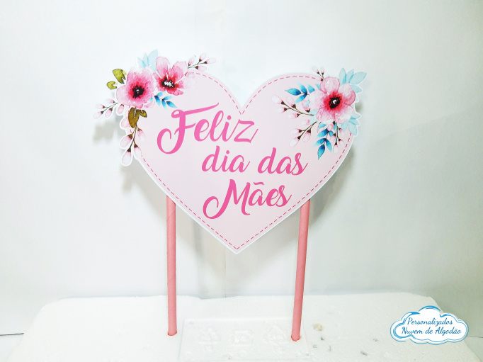 topo de bolo dia das mães floral