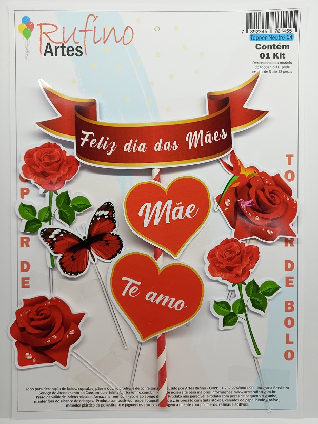 topo de bolo dia das mães 3d