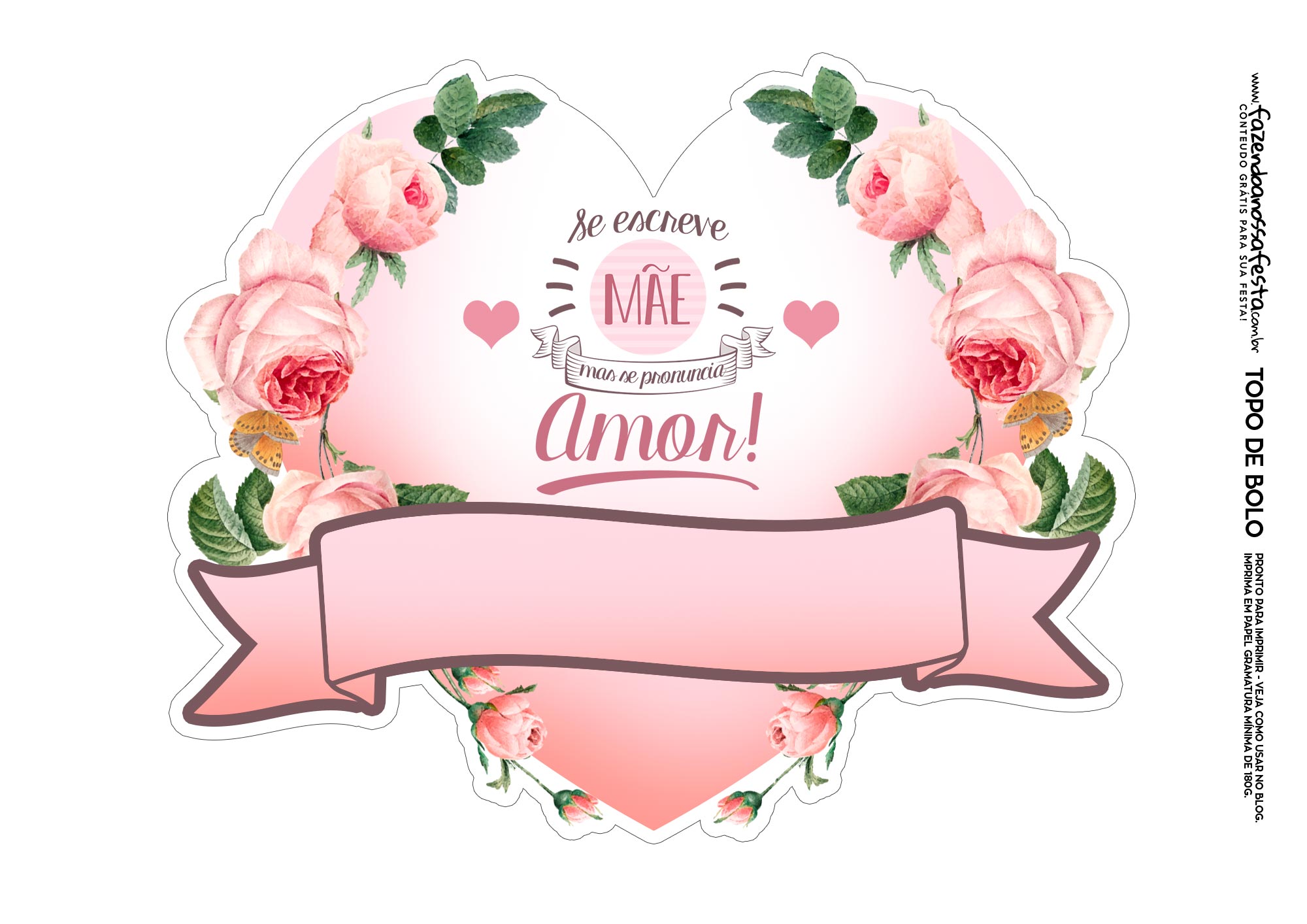 topo de bolo dia das mães png