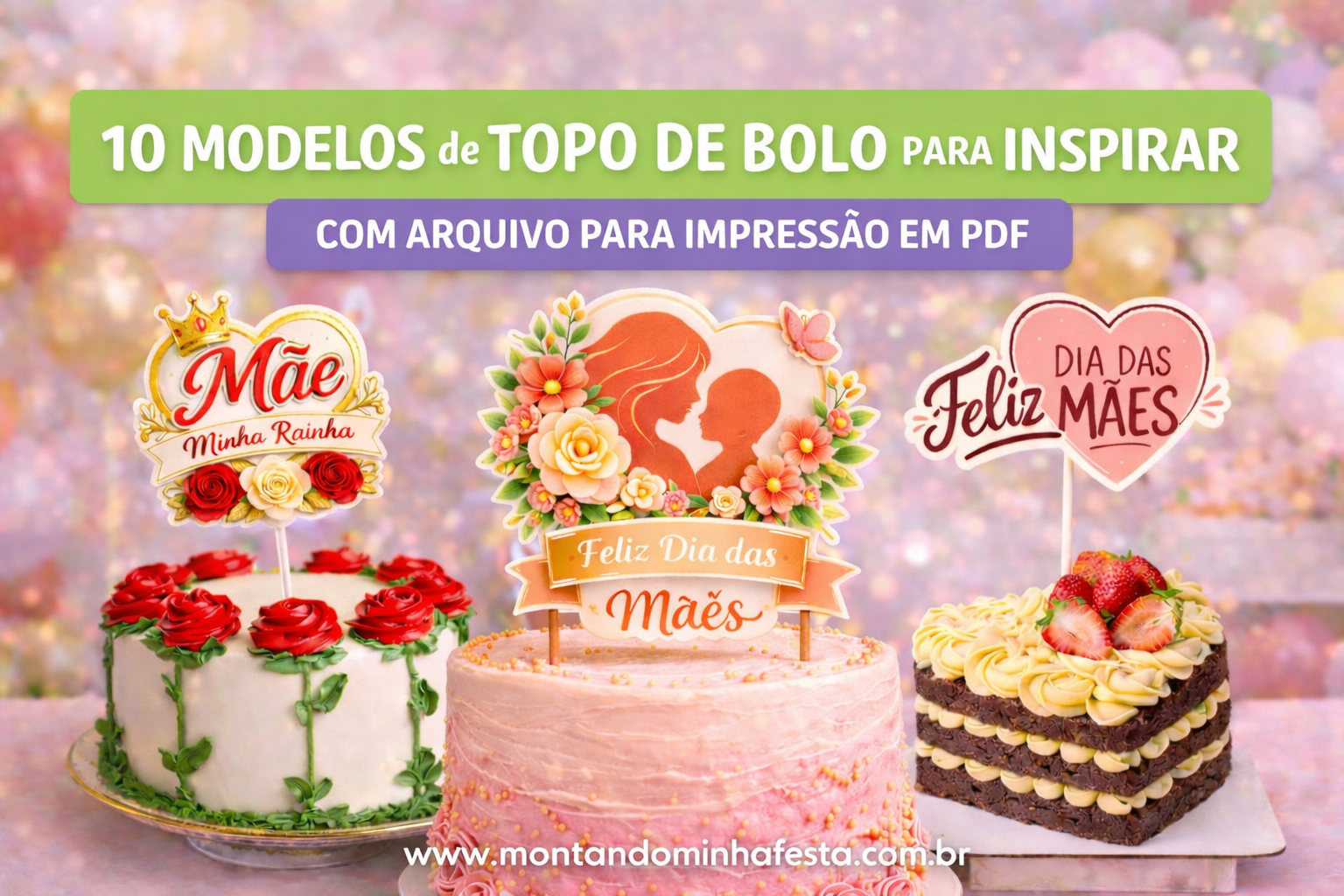 topo de bolo dia das mães personalizado