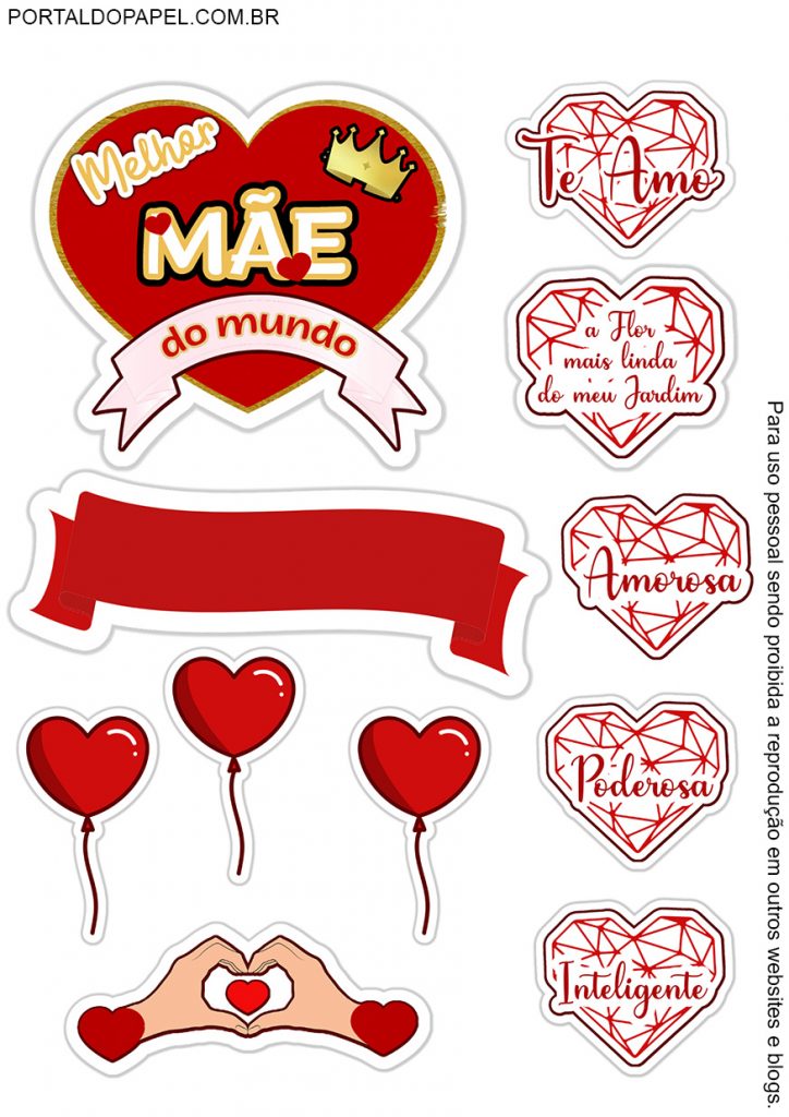 topo de bolo dia das mães flork