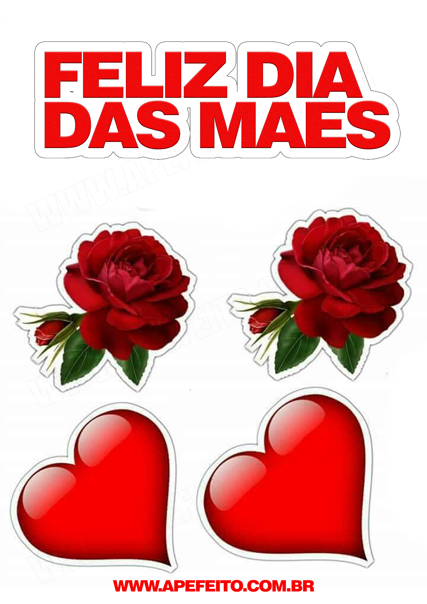 topo de bolo dia das mães floral
