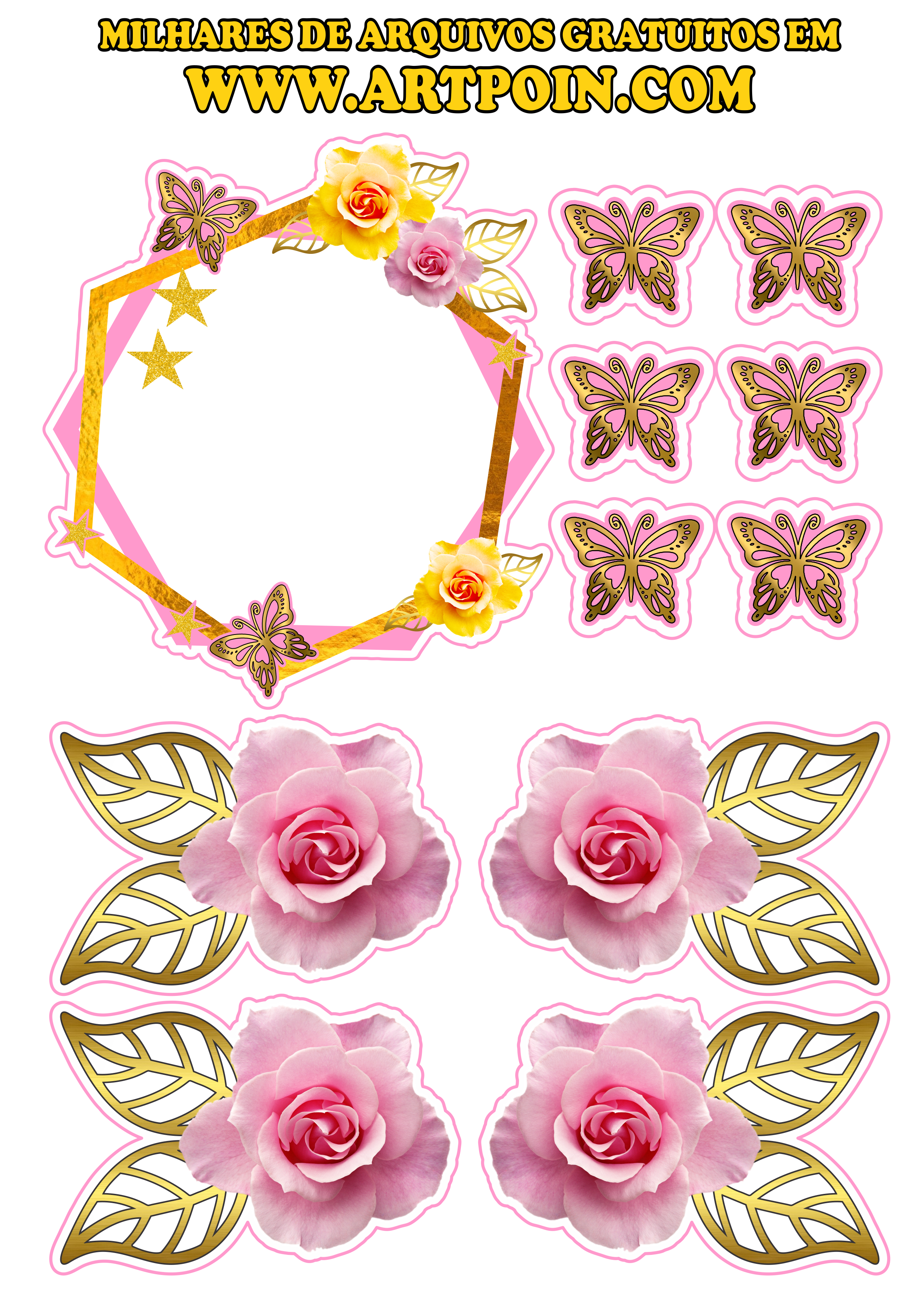 Topo de bolo feminino para imprimir com borboletas