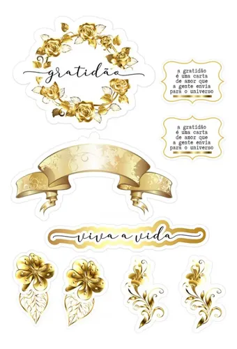 topo de bolo dourado personalizado