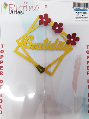 topo de bolo diy gratidão