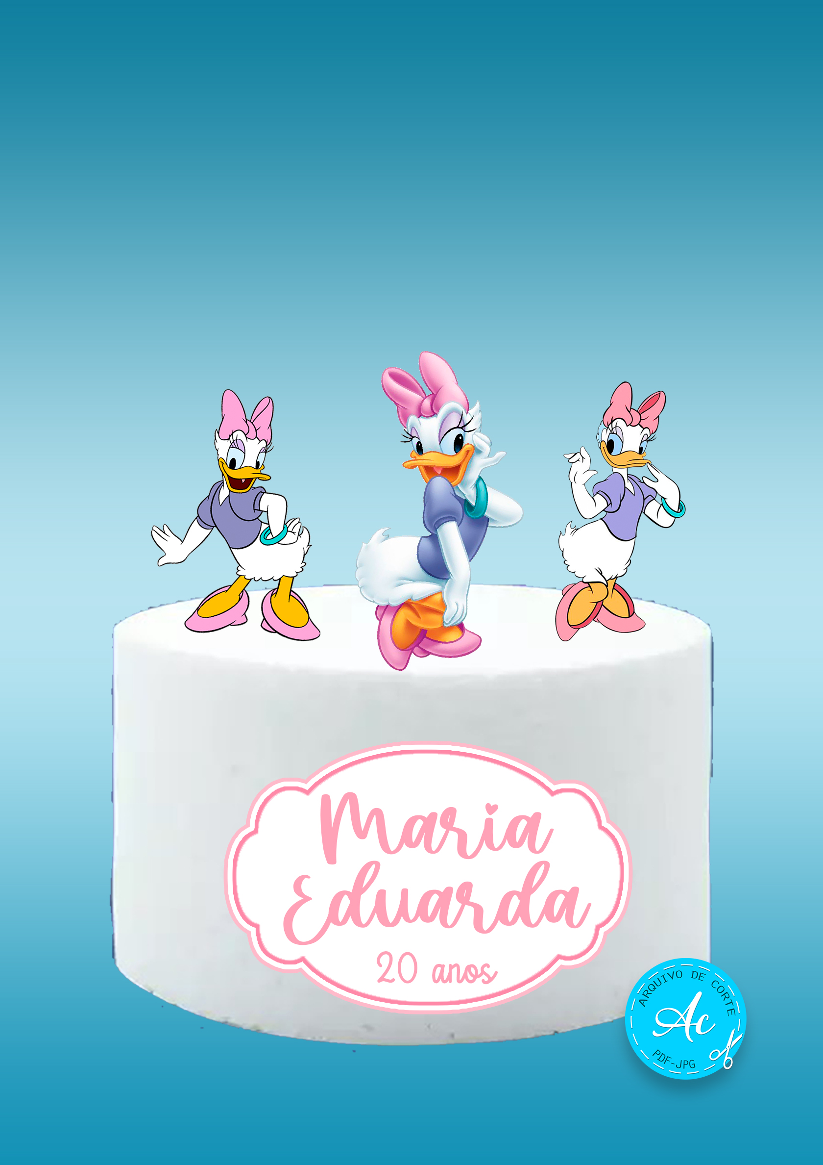 topo de bolo margarida 3d