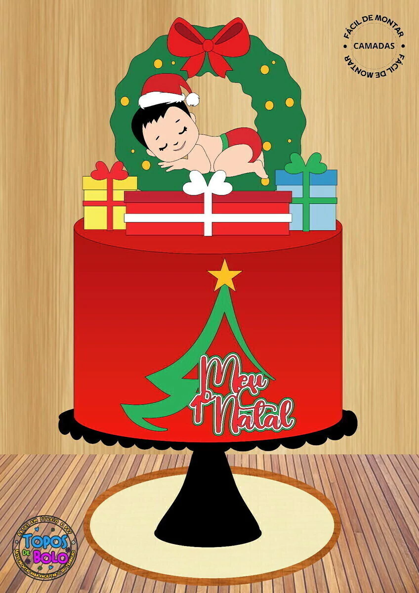 topo de bolo meu primeiro natal personalizado