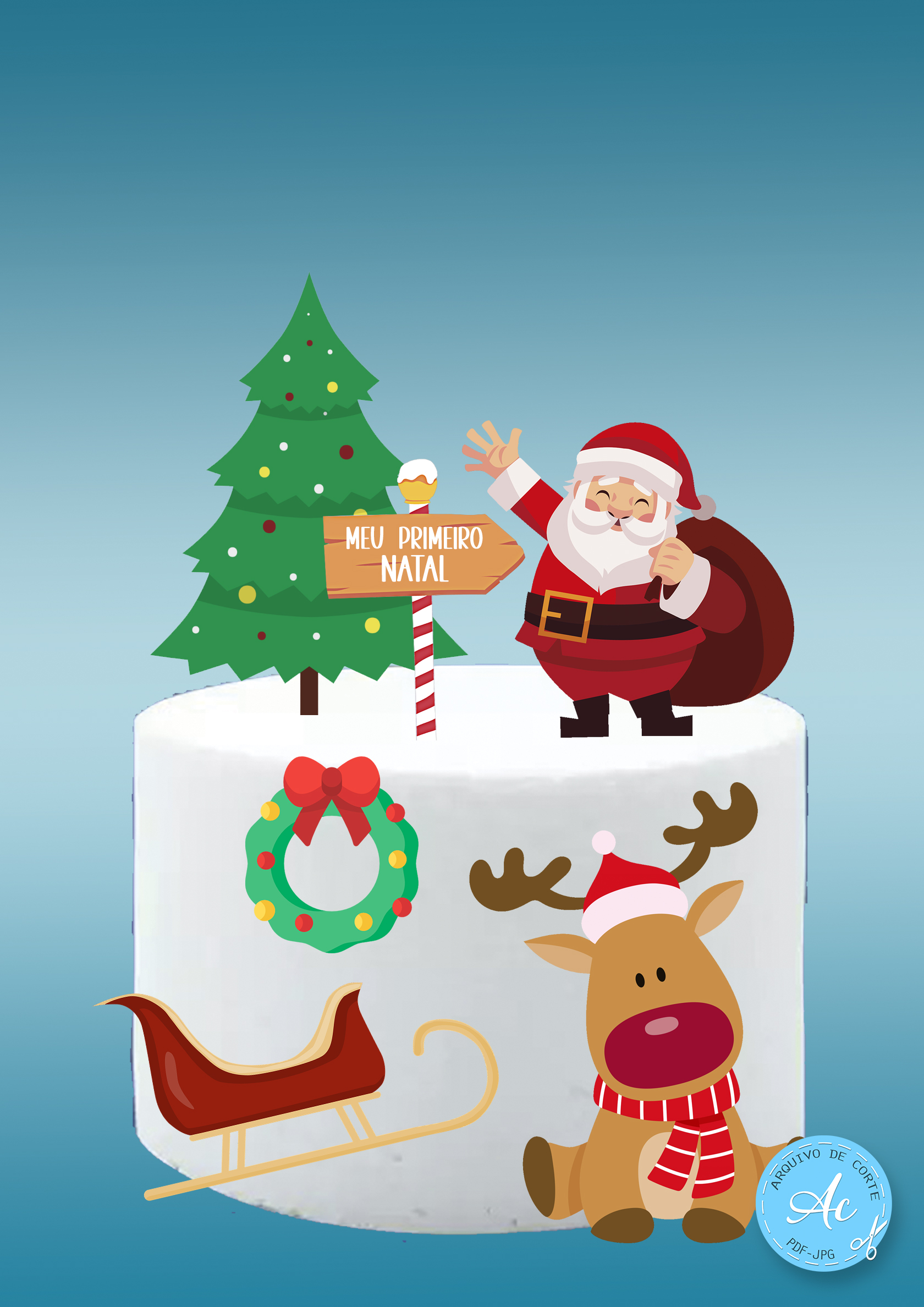 como fazer topo de bolo meu primeiro natal