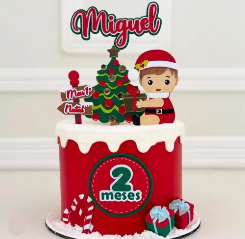 ideias topo de bolo meu primeiro natal
