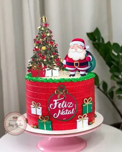 topo de bolo natal com tema