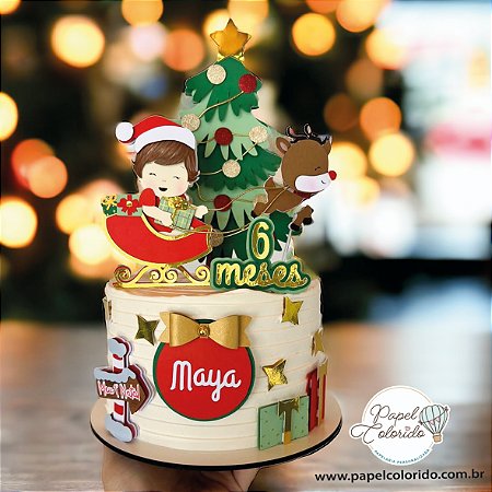 topo de bolo natal rústico