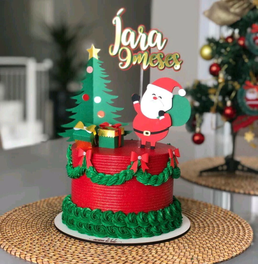 topo de bolo natal elegante