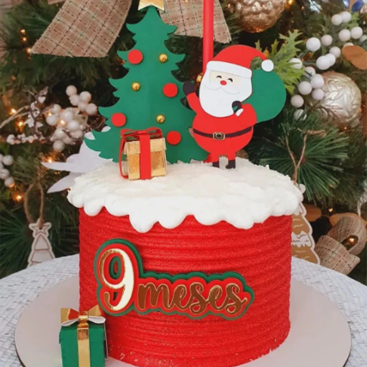topo de bolo natal silhouette