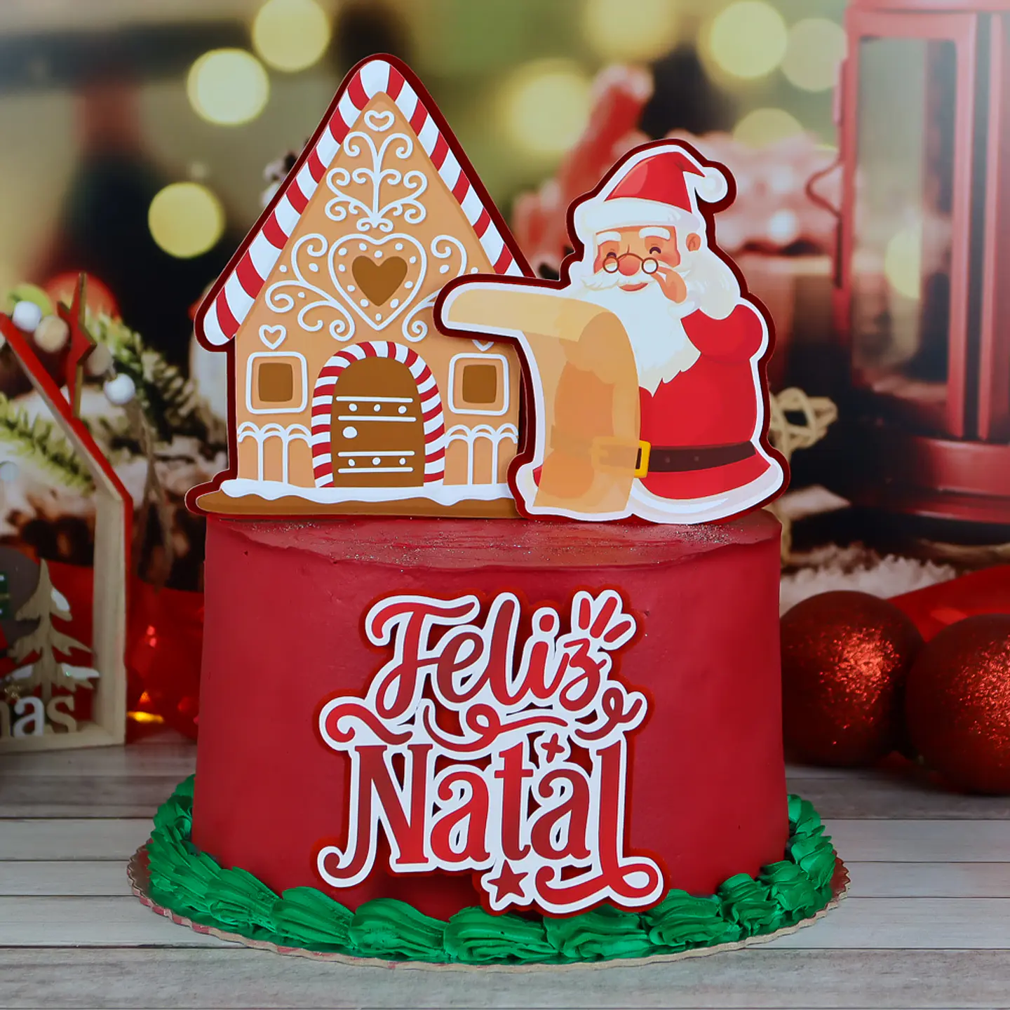 topo de bolo natal simples
