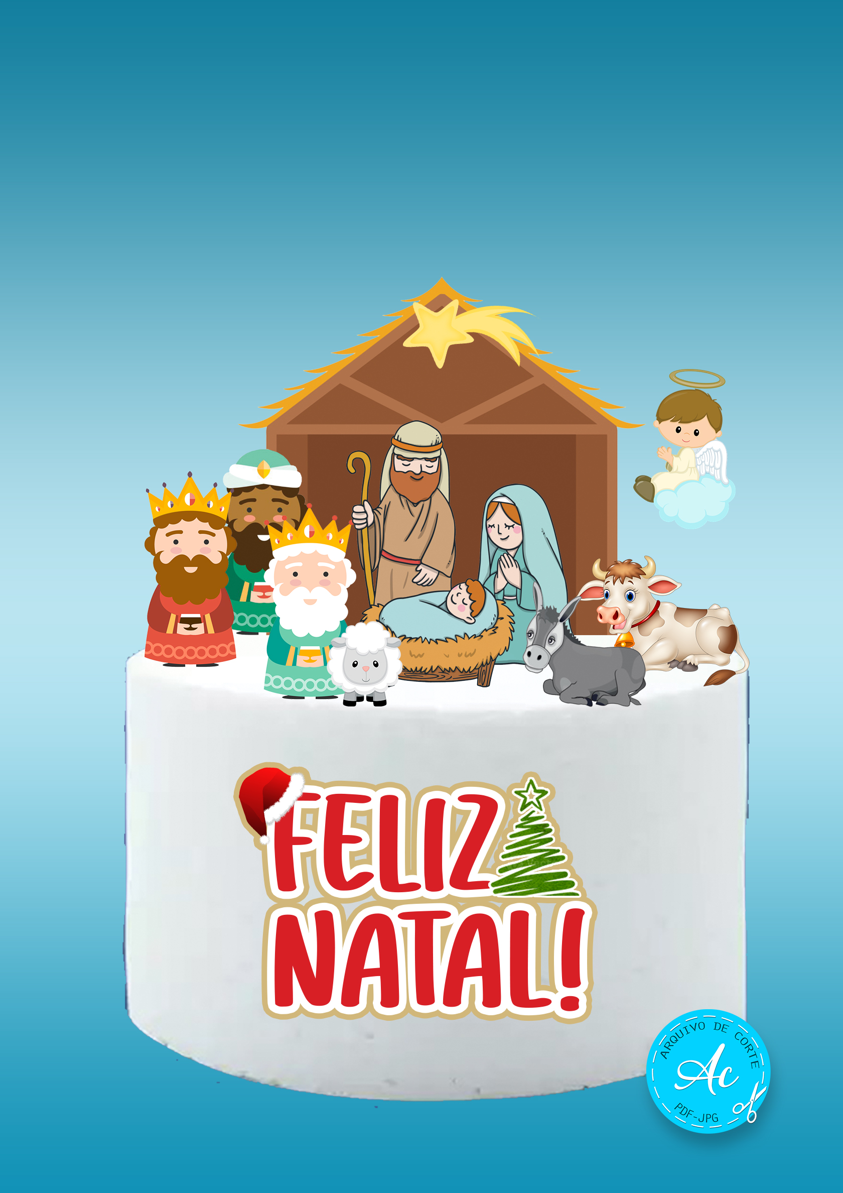 topo de bolo natal feliz