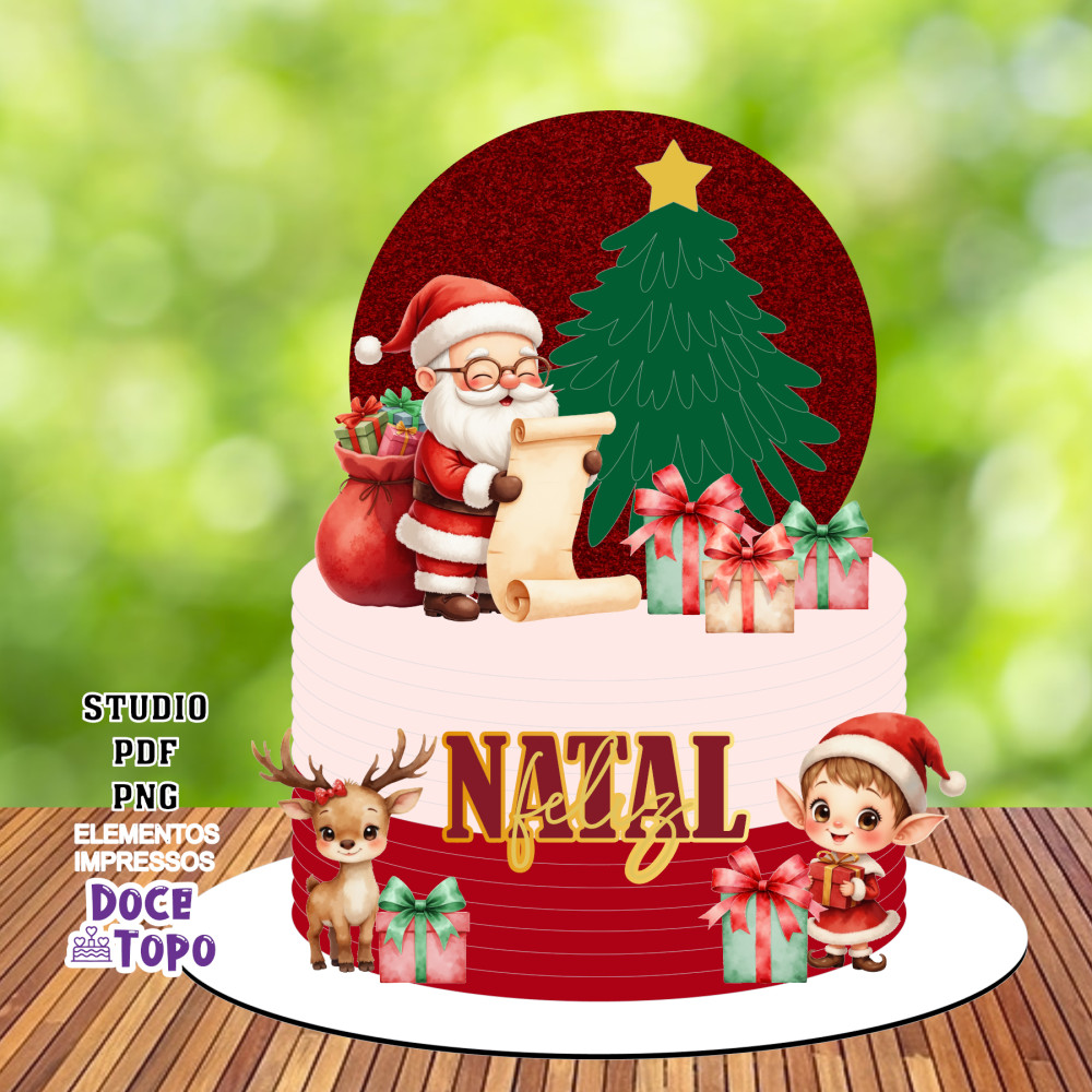 topo de bolo natal 3d
