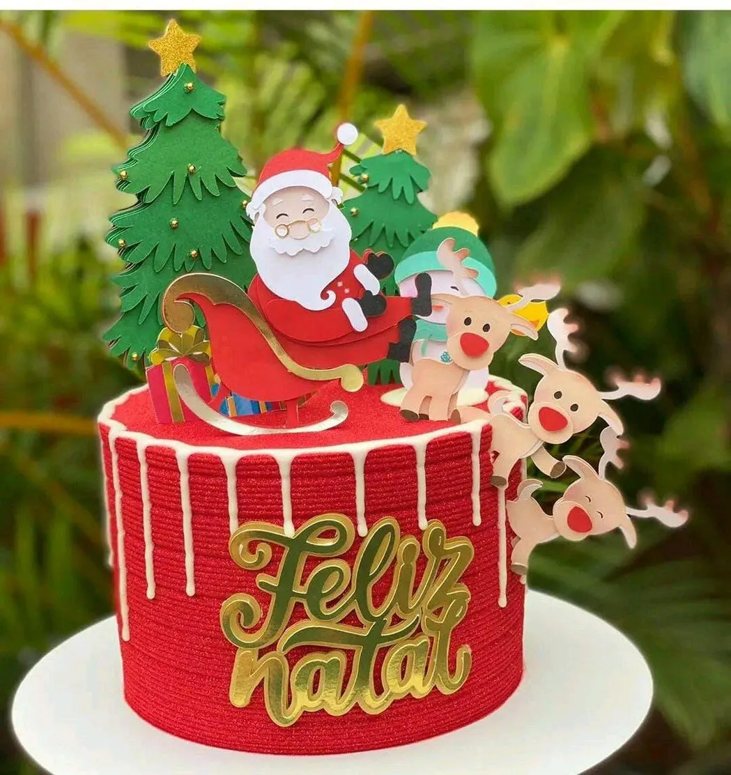 topo de bolo natal acrílico
