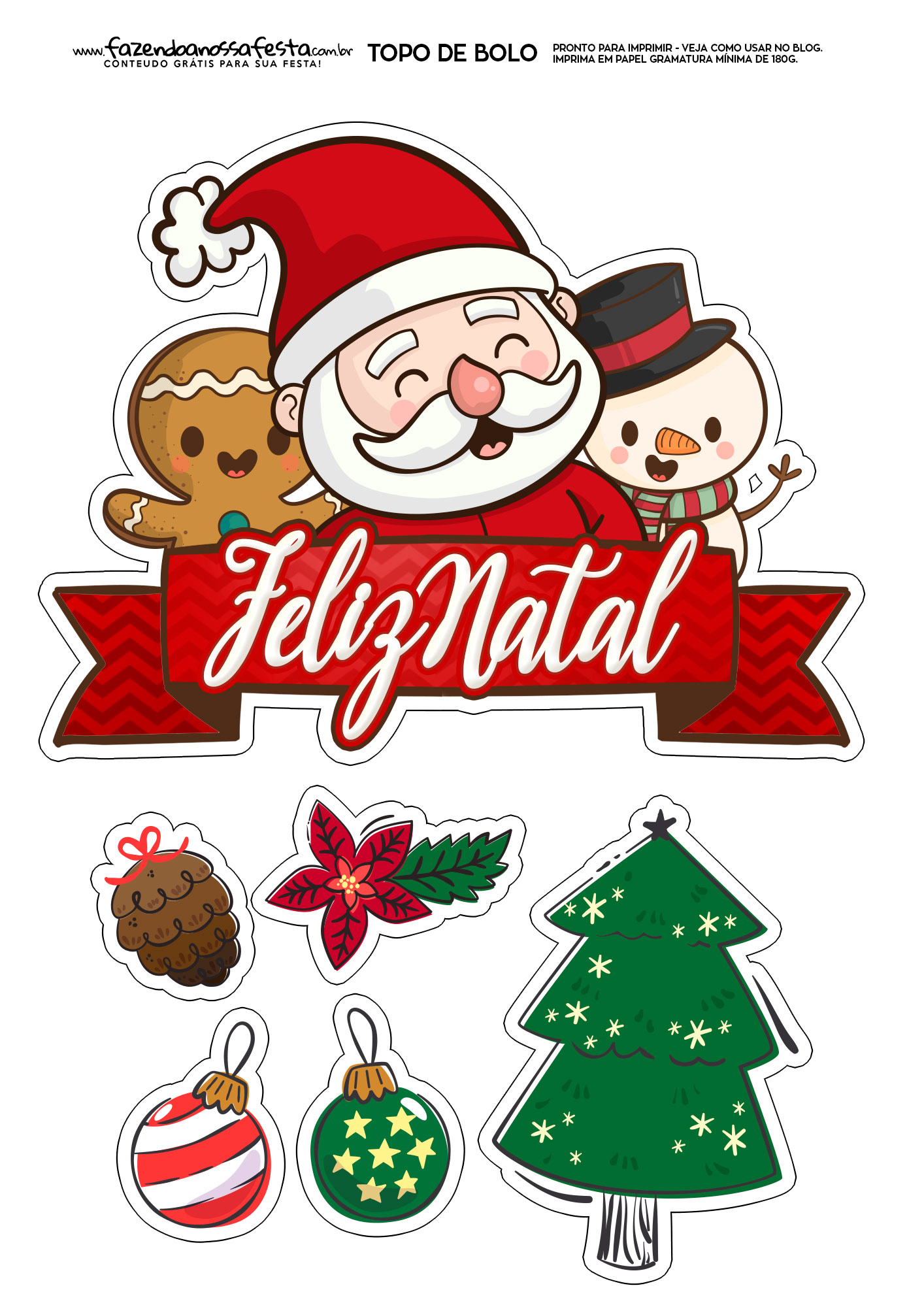 topo de bolo natal papel