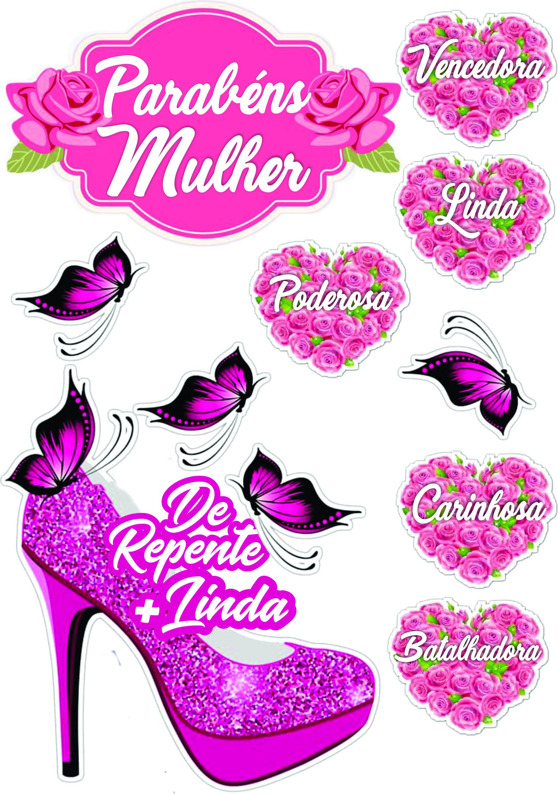 topo de bolo feminino para editar