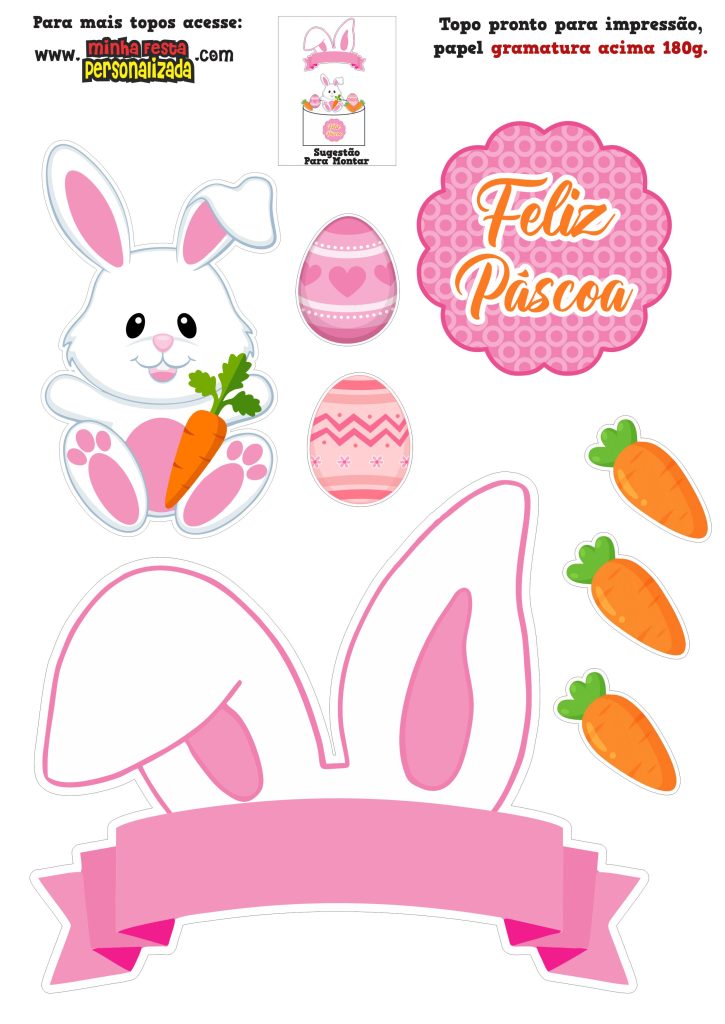 topo de bolo páscoa personalizado