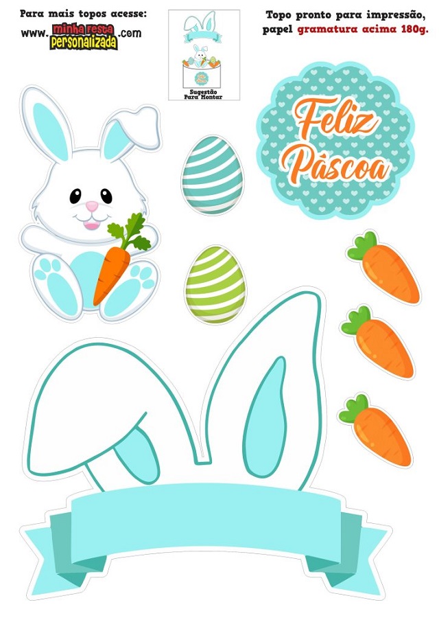 topo de bolo páscoa coelho para imprimir