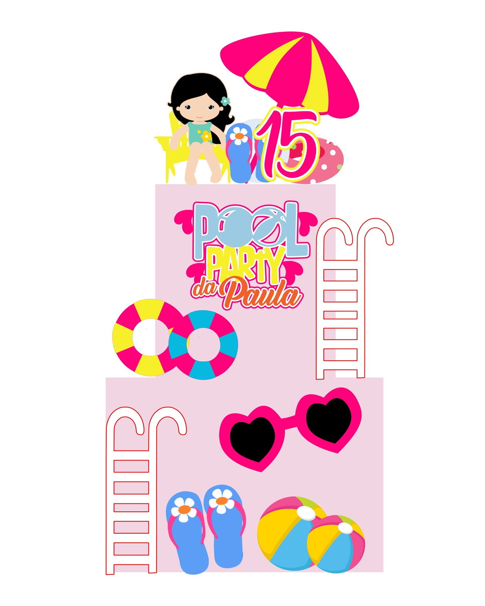 topo de bolo tema praia feminino