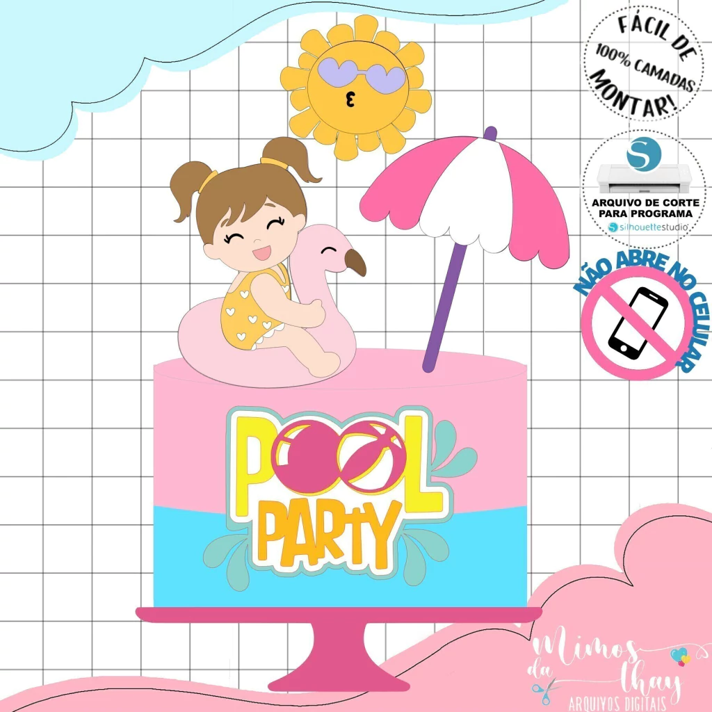 topo de bolo tema praia feminino