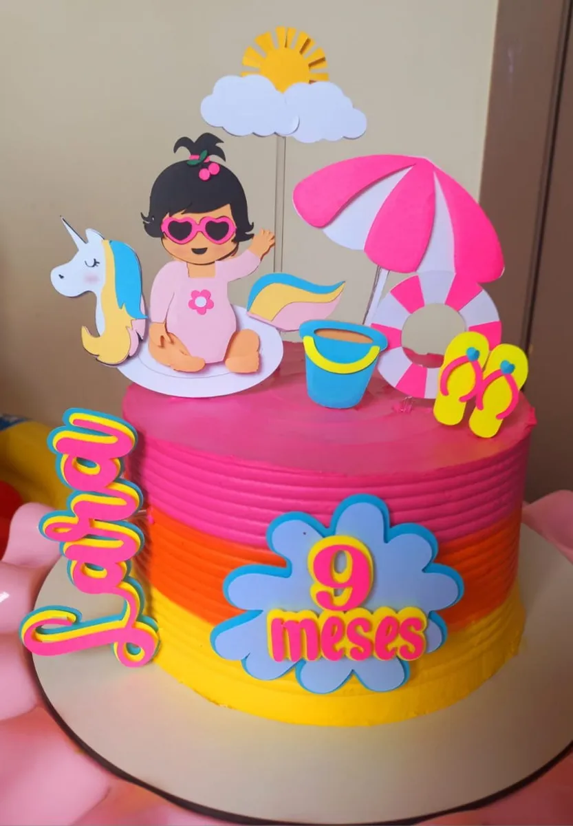 topo de bolo personalizado pool party