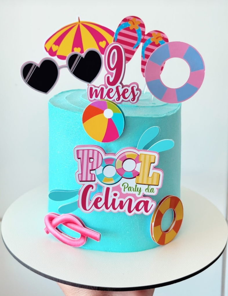 topo de bolo tema praia feminino